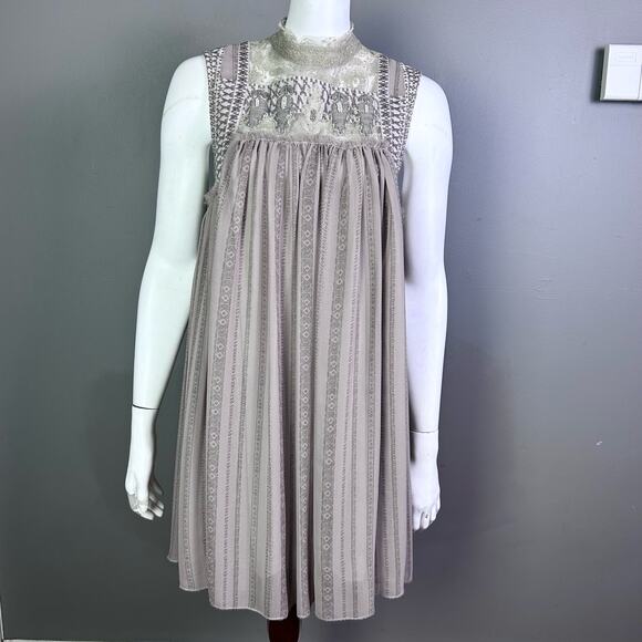 Free People Dress medium Georgette lace sheer Royal Regencycore Fairy babydoll - Picture 1 of 16